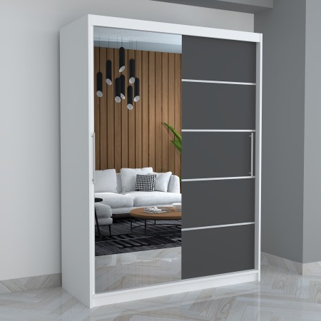 Dresing Smart 150 Alb cu Oglinda si Usi Gri