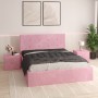Pat Tapitat Daniel Roz- Catifea Premium Cu Noptiere Tapitate