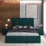 Pat Tapitat Astra Verde Catifea Premium Cu Noptiere Tapitate