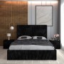 Pat Tapitat Astra Negru Catifea Premium Cu Noptiere Tapitate