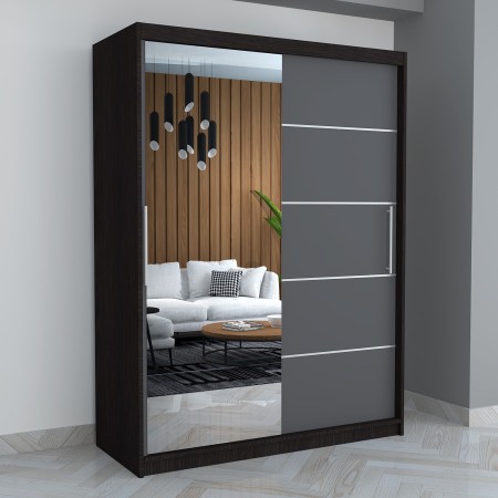 Dresing Smart 150 Wenge cu Oglinda si Usi Gri