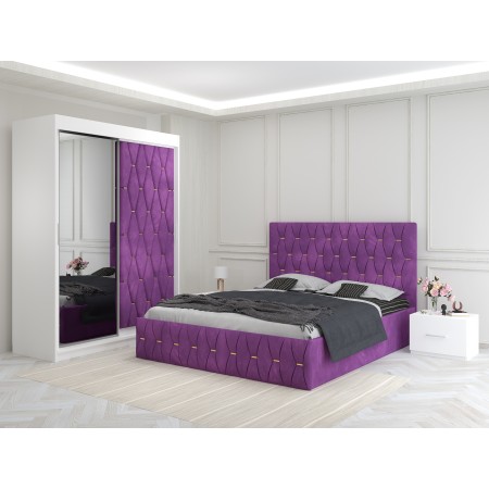 Dormitor Ana Mov Cu Dressing Tapitat Si 2 Noptiere
