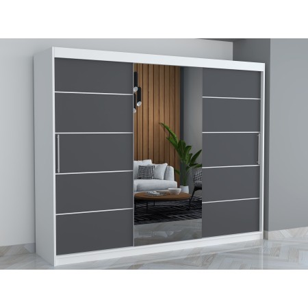 Dresing Smart 250 Alb cu Oglinda si Usi Gri