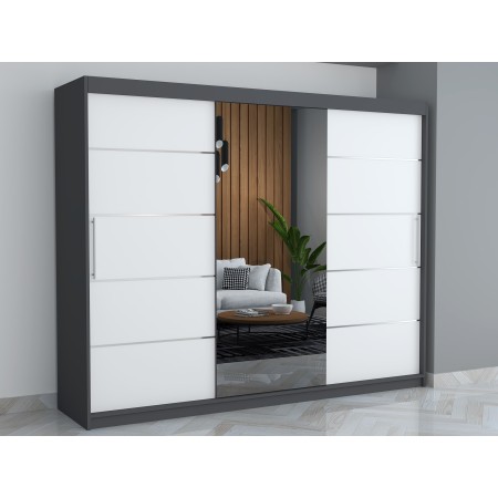 Dresing Smart 250 Gri cu Oglinda si Usi Albe