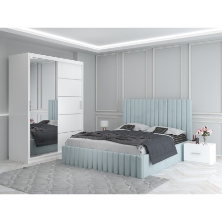 Dormitor MELANIA Lemon Cu Pat Tapitat , Dressing 150 Si 2 Noptiere