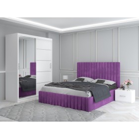 Dormitor MELANIA Mov Cu Pat Tapitat , Dressing 150 Si 2 Noptiere