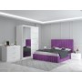 Dormitor MELANIA Mov Cu Pat Tapitat, Dressing 150, Comoda Si 2 Noptiere