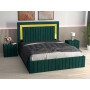 Pat Tapitat Matei Verde Catifea Premium cu Noptiere Tapitate