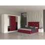 Dormitor SOFIA Rosu Pat Tapitat Cu 2 Noptiere Si Dressing Tapitat 250