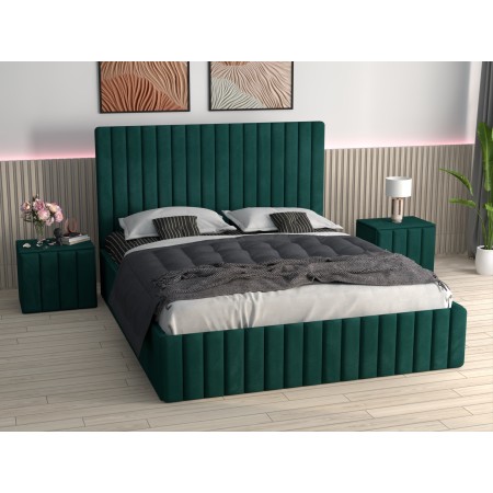 Pat Melania Verde Catifea Premium cu Noptiere Tapitate