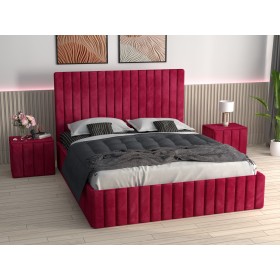 Pat  Melania Visiniu Catifea Premium cu Noptiere Tapitate