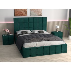 Pat Tapitat Regal Verde Catifea Premium cu Noptiere Tapitate