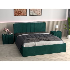 Pat Tapitat Oliver Verde Catifea Premium cu Noptiere Tapitate