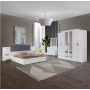 Dormitor Cod200, 6 Piese, Pat 160 x 200, Comoda Cu Oglinda, 2Noptiere, Dulap 6u, Culoare Alb