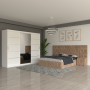 Dormitor Ana Crem cu Noptiere Tapitate , Extensii si Dressing 250 x 200 x 600