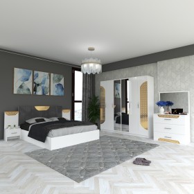 Dormitor Dubai Alb cu Dulap 6 usi