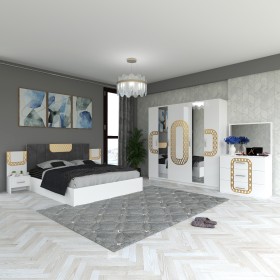 Dormitor Monaco Alb cu Dulap 6 usi