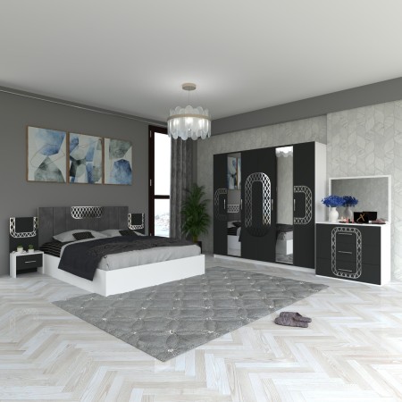 Dormitor Monaco Gri cu Dulap 6 usi