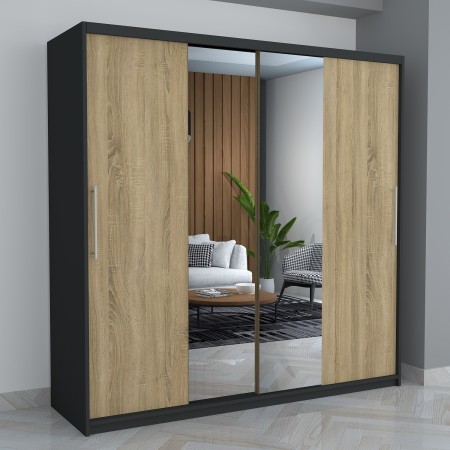 Dresing Smart 200 Gri cu Oglinda si Usi Sonoma