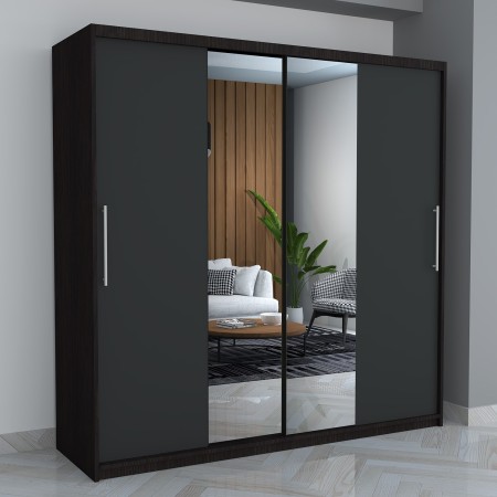 Dresing Smart 200 Wenge cu Oglinda si Usi Gri