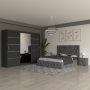 Dormitor ANA GRI Cu Dressing 250 si 2 Noptiere Tapitate