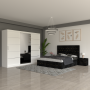 Dormitor ANA Negru Cu Dressing 250 Si 2 Noptiere Tapitate