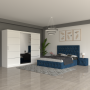 Dormitor ANA Albastru Cu Dressing 250 Si 2 Noptiere Tapitate