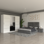 Dormitor REGAL Gri Cu Dressing 250 Si 2 Noptiere Tapitate