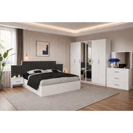 Dormitor PARIS Gri 5 Piese