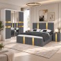 Dormitor LUXOR Gold GRI 4 Piese Catifea Premium