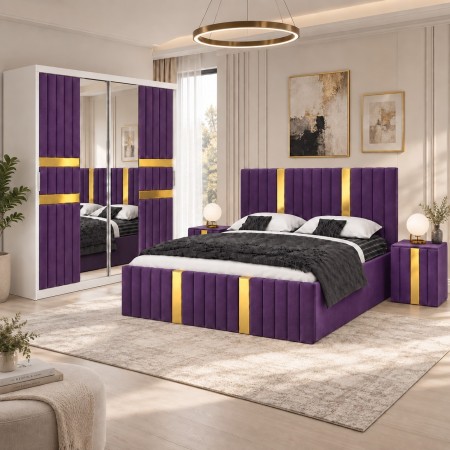 Dormitor LUXOR Gold MOV 4 Piese Catifea Premium