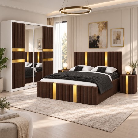 Dormitor LUXOR Gold MARO 4 Piese Catifea Premium