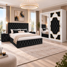 Dormitor VICTORIA Chesterfield NEGRU 4 Piese