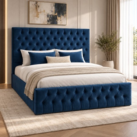 Pat Tapitat VICTORIA Chesterfield ALBASTRU