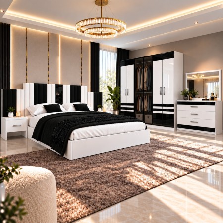 Dormitor PIANO Black 5 Piese