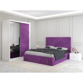 Dormitor Melania Mov cu Dressing Tapitat