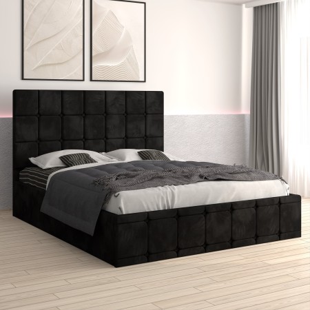 Pat Tapitat Regal Negru Catifea Premium