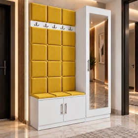 Cuier Tapitat REGAL PLUS Galben Cu Oglinda