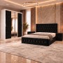 Dormitor ANA NEGRU Cu Dressing Tapitat 200cm