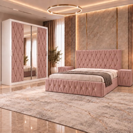 Dormitor ANA ROZ Cu Dressing Tapitat 200cm