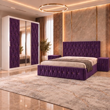 Dormitor ANA MOV Cu Dressing Tapitat 200cm