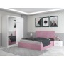 Dormitor Daniel Roz cu Dressing 150 si Pat Tapitat Cu 2 Noptiere