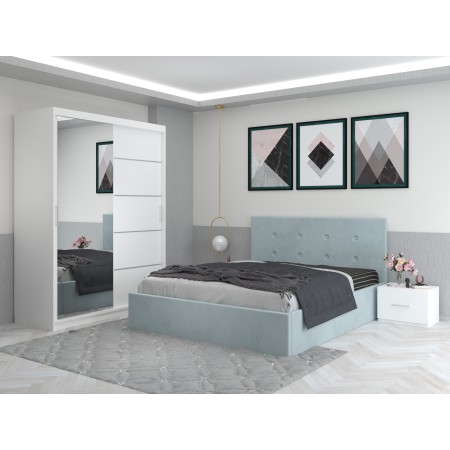 Dormitor Daniel Lemon cu Dressing 150 si Pat Tapitat Cu 2 Noptiere