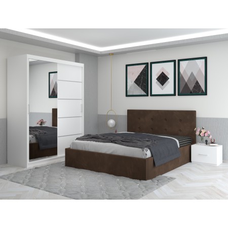 Dormitor Daniel Maro cu Dressing 150 si Pat Tapitat Cu 2 Noptiere