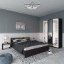 Dormitor EVA Gold Wenge Dulap Cu Oglinda si Pat cu 2 Noptiere