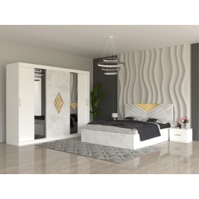 Dormitor IMPERIAL Alb Dressing 250 Si Pat cu 2 Noptiere