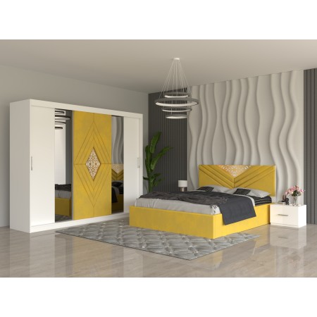 Dormitor IMPERIAL Galben Dressing 250 Si Pat cu 2 Noptiere
