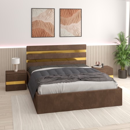 Pat Tapitat ATENA Maro Cu Noptiere Tapitate